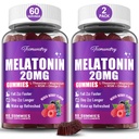 Melatonin Gummi 20mg für Erwachsene - maximale Stärke Melatonin Gummis mit L-Theanin, Magnesium, Omega-3, MSM, D3 & Zink - Non-Habit Forming, Vegan, Non GMO, natürliche Mischbeeren Flavor