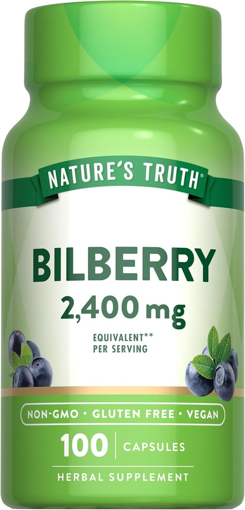 Nature's Truth Bilberry Extrakt Kapseln | 2400mg | 100 Count | Non-GMO & Gluten Kostenlose Ergänzung