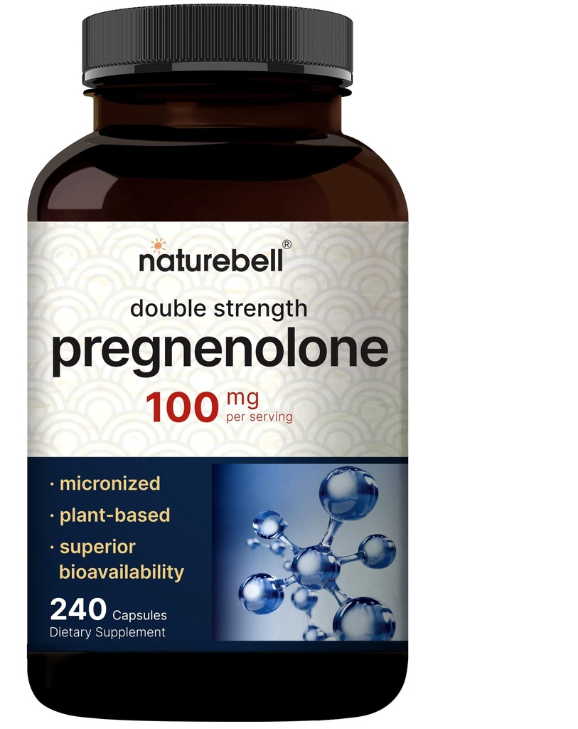 Pregnenolone 100mg, 240 Kapseln | 99% Reinheit, Micronized Grade für höhere Absorption, pflanzenbasiert – natürlicher Precursor, Gehirn & Immungesundheitsergänzung – Non-GMO, Soy Free