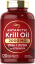 Carlyle Antarctic Krill Oil 2000mg | 120 Softgels | Omega-3 EPA, DHA, mit Astaxanthin Ergänzung aus Red Krill | Maximum Strength | Labor getestet
