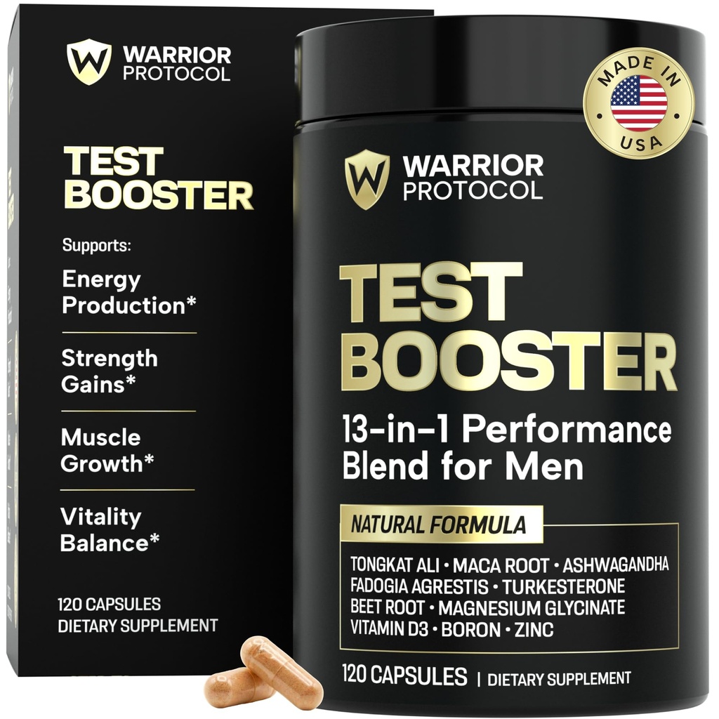 WARRIOR PROTOCOL Testosteron-Booster für Männer -Testosterone Ergänzung für Männer mit Ashwagandha & Tongkat Ali | Muskelwachstum, Libido, Stamina & Stärke Unterstützung
