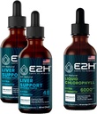 E2H: Leberunterstützungsergänzung (2 Pack - 4 Fl Oz) und Chlorophyll Liquid Drops (Single Bottle - 2 Fl Oz) | Vegan, Non-GMO - (6 Fl Oz Total) - Bundle