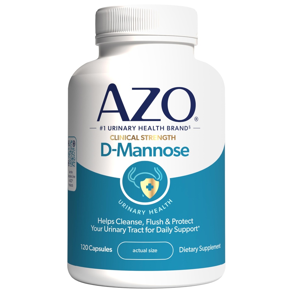 AZO D Mannose Urinary Tract Health, Cleanse, Flush & Protect The Urinary Tract, No.1 Pharmacist Empfohlene Marke, Klinische Stärke, Non-GMO, 120 Zähler