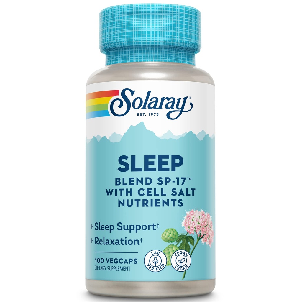 SOLARAY Sleep Blend SP-17 | Kräutermischung w/Cell Salz Nährstoffe zu helfen gesunden Schlaf & Entspannung | Non-GMO, Vegan | 100 VegCaps