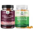 Bundle von D Mannose Kapseln für Urinary Tract Gesundheit für Frauen Fast Acting Super Concentrated Cranberry 90ct und Chewable Vitamin C Gummis für Erwachsene - Halal Vitamin C Immune Support Gummis