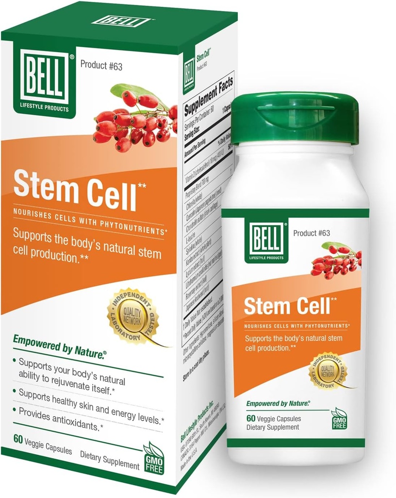 Bell Stem Cell Supplements - Unterstützt die natürliche Fähigkeit Ihres Körpers, um herausgewebte Zellen zu ersetzen und Gewebe zu verjüngen | Celulas Madres | 60 Kapseln