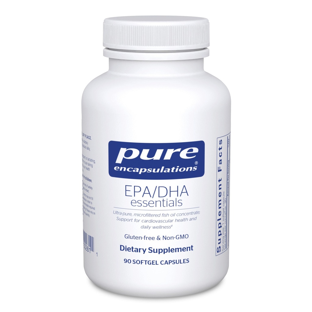 Reine Kapselungen EPA / DHA Essentials - Fischöl Konzentrat Ergänzung zur Unterstützung der kardiovaskulären Gesundheit - Premium EPA & DHA Ergänzung mit Omega 3-90 Softgel Kapseln