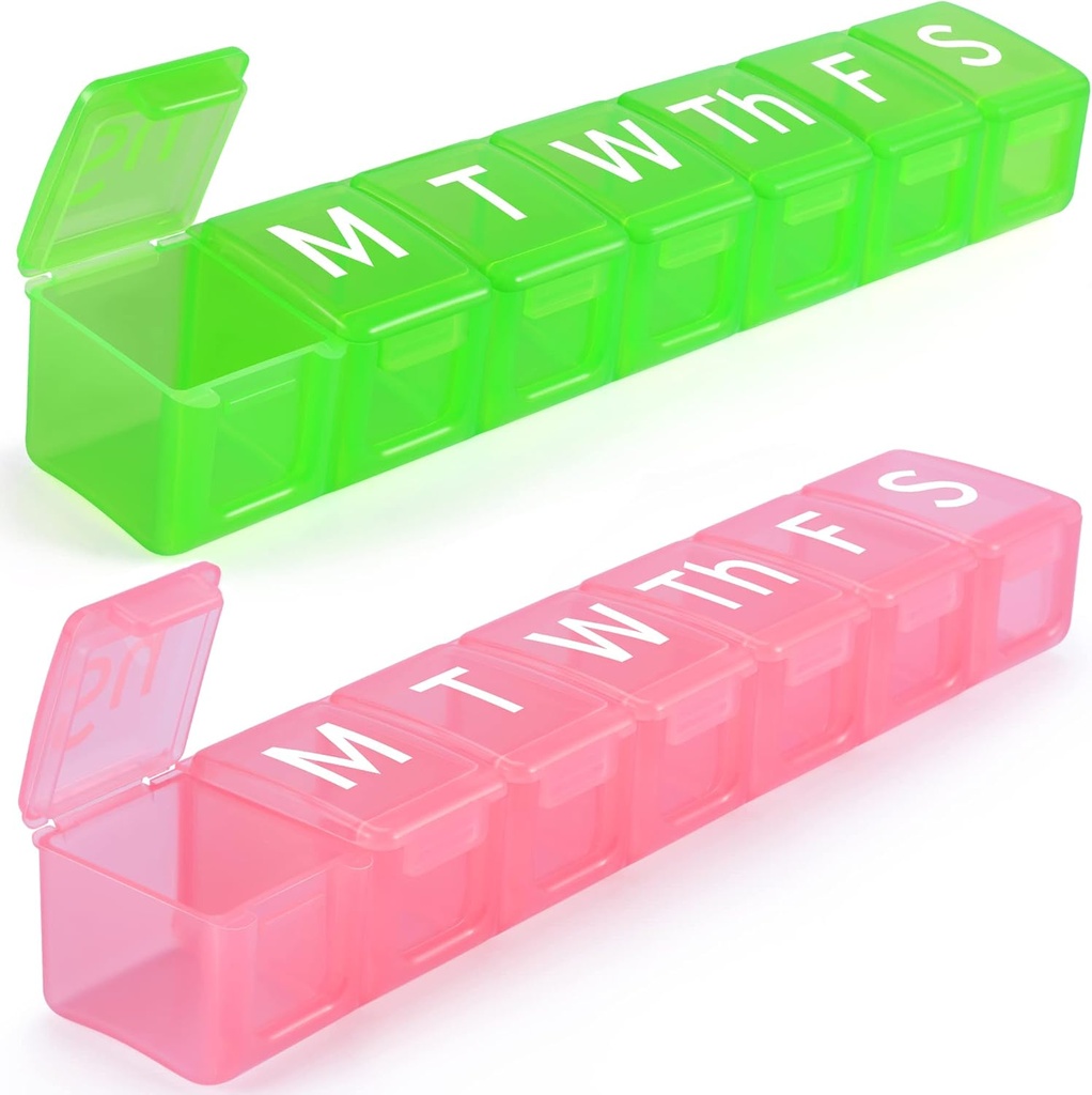 2 Pack Extra große wöchentliche Pille Organizer, BPA Kostenlose Pille Box 7 Tag mit XL Kompartment für Fischöle, Travel Friendly Medicine Organizer Pille für Vitamine, Ergänzungen