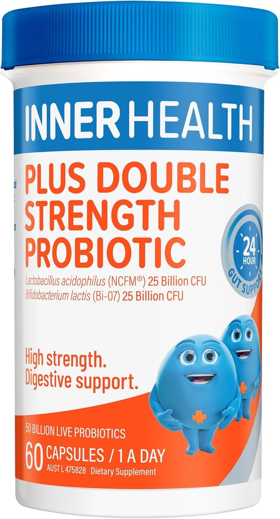 Inner Health Probiotics - Erhalten Balance von Gut Flora zu verbessern Verdauung, Immunsystem, reduzieren Gastro-Symptome wie Durchfall, Cramping & Schmerz - Einmal täglich - doppelte Stärke - 60 Zähler
