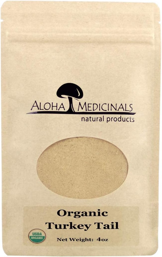 Aloha Medicinals Pure Turkey Tail, Certified Organic Mushroom Supplements, Natural Health Supplement, Tasche von 4 Unzen Pulver