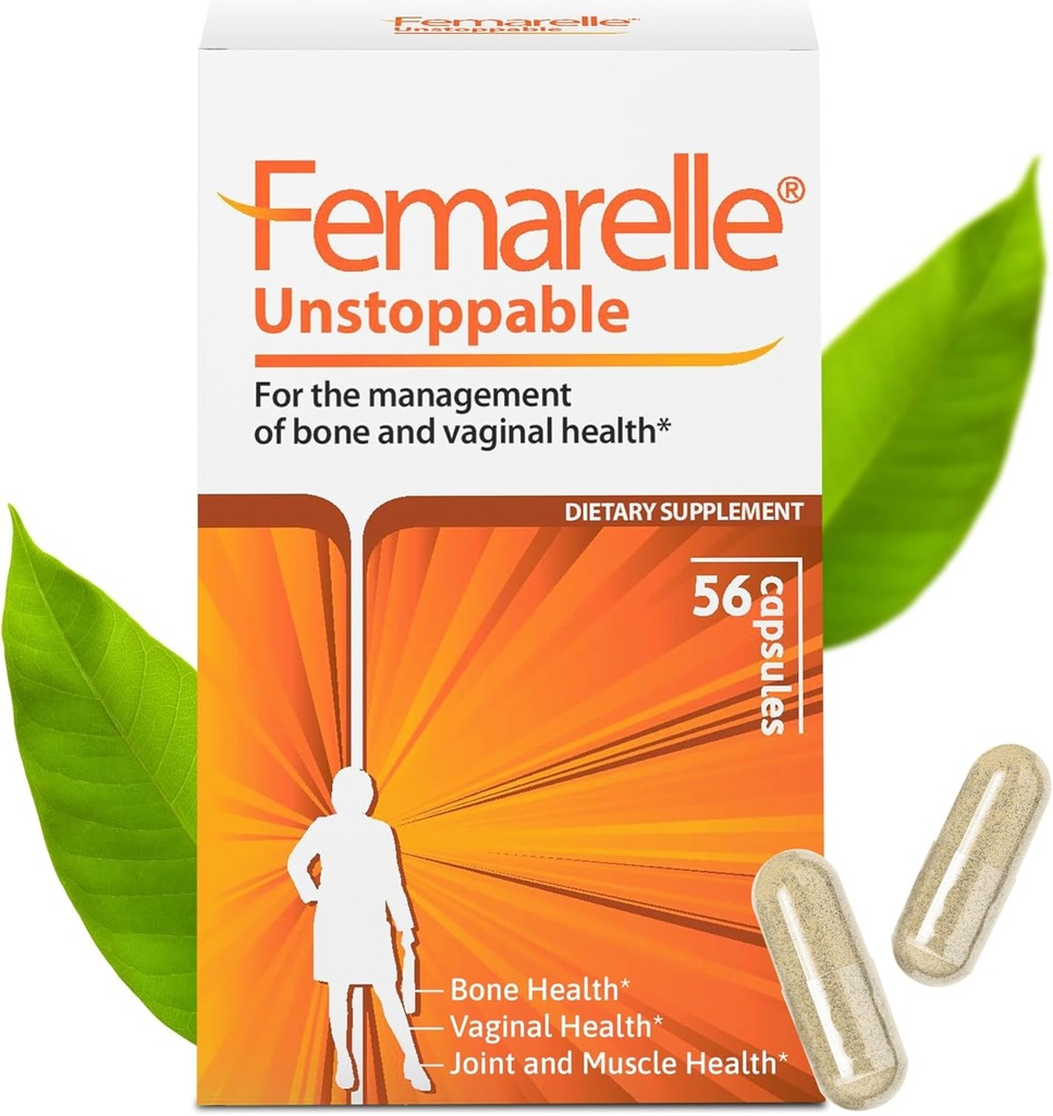 Femarelle® Unstoppable – Nahrungsergänzung für Frauen – Unterstützung von Knochen, Muskeln und Gelenken & Vaginale Gesundheit – 56 Kapseln – Nicht-Hormonal – Klinisch untersucht