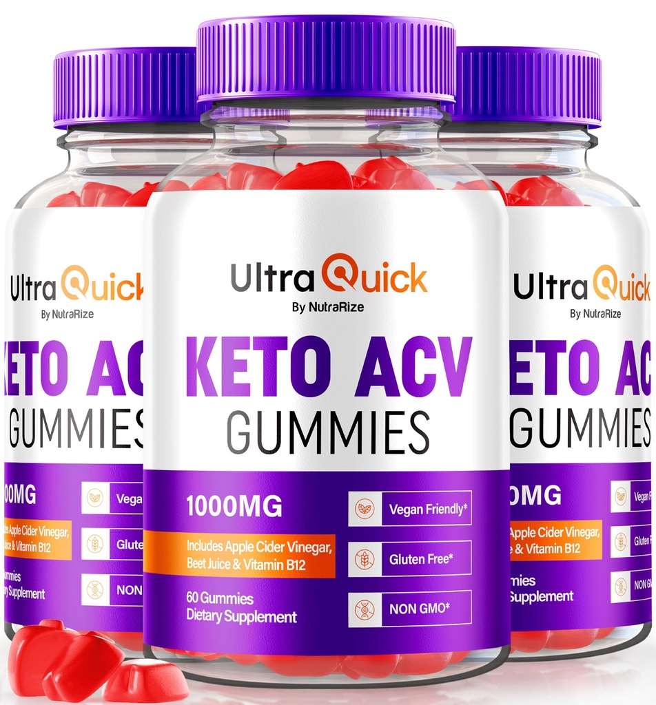 (3 Pack) Ultra Quick Keto ACV Gummis, Ultra Quick Keto ACV Gummis Weight Loss Support, Natural Keto+ACV, Premium Keto Plus ACV Formula, Apple Cider Essig Gummy, Official UltraQuick (180 Gummies)