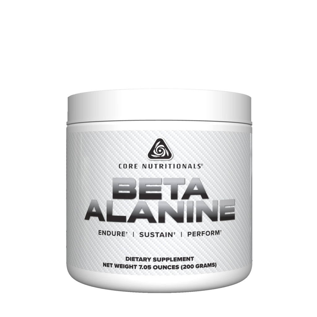 Core Nutritionals Beta Alanine Powder | Unterstützt Stärke, Muskelleistung, & Endurance | Hilft, Muskel-Fettigkeit | 200 Gramm zu reduzieren (Unflavored)