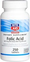 Rite Aid Folsäure, 667 mcg DFE Folat / 400 mcg Folsäure, 250 Tabletten | Nahrungsergänzungsmittel | Folsäure 400 MCG | Pränatale Vitamine mit Folsäure