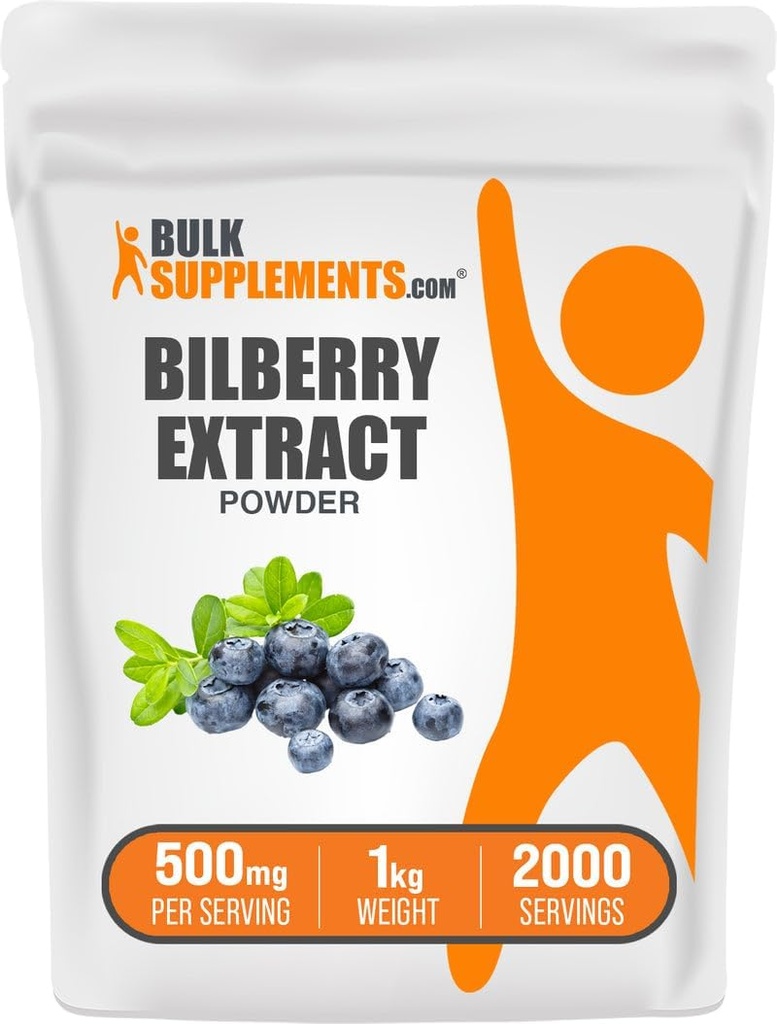 BulkSupplements.com Bilberry Extract Powder - Bilberry Extract Supplement, Kräuterergänzung - Vegan & Glulten Free, 500mg pro Servierung, 1kg (2.2 lbs) (Pack von 1)