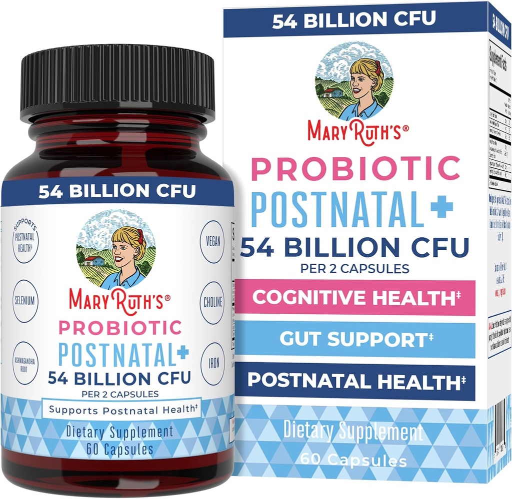MaryRuth Organics Postnatal Probiotics for Breastfeeding Women | Nursing Probiotic Capsules with Vitamins | Minerals & Antioxidants | 54 Billion CFU | Non-GMO | Vegan | 30 Servings