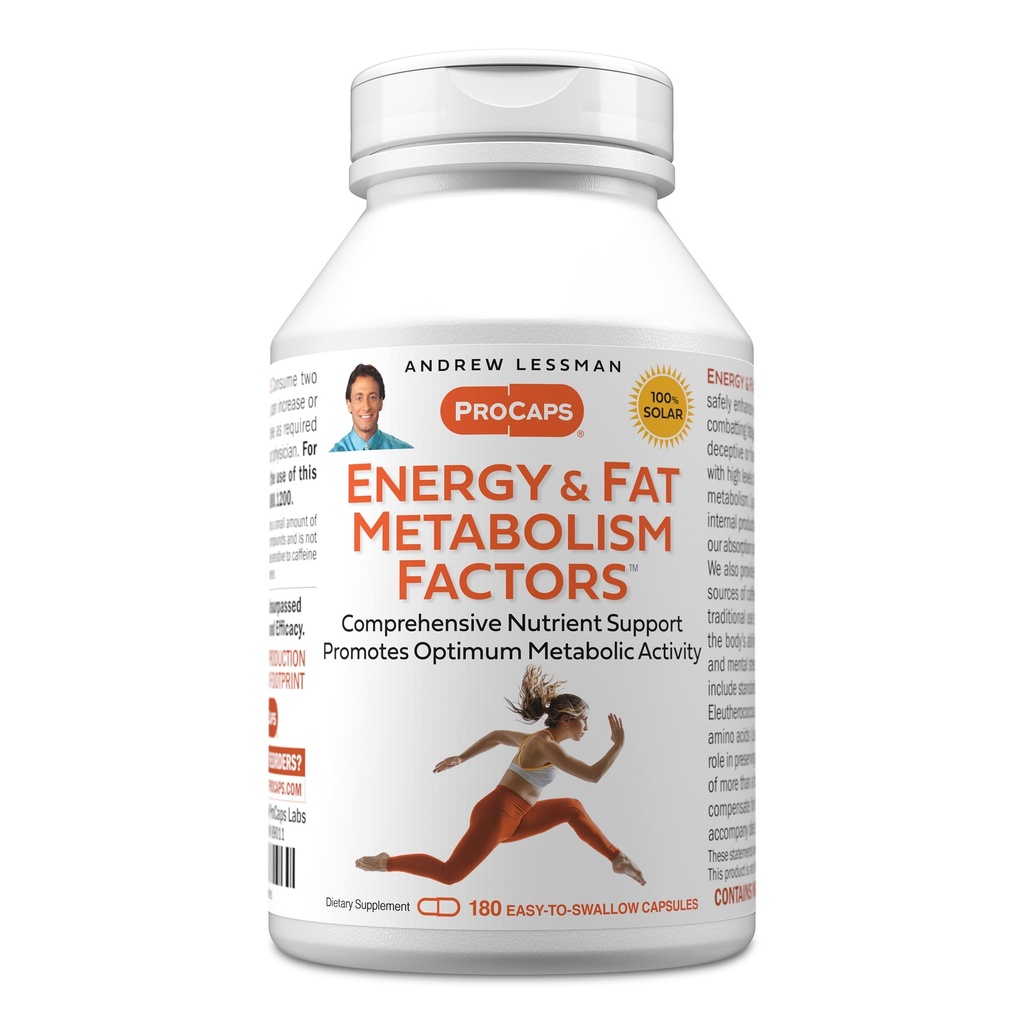 ANDREW LESSMAN Energy and Fat Metabolism Factors 180 Kapseln - Fördert Optimum Fat Burning and Energy Metabolism, mit Carnitin, Grüner Tee, Guarana, Ginseng, B-Complex. Einfach zu Swallow Kapseln
