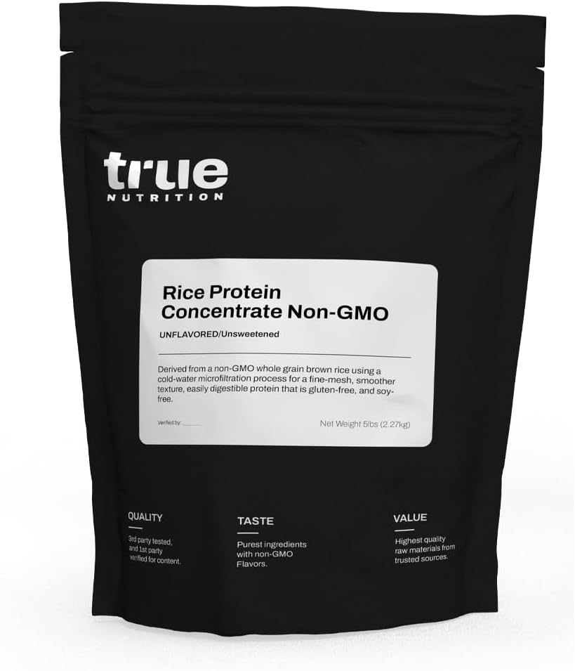 True Nutrition - Reisproteinkonzentrat - Kaltwasser-Mikrofiltration, Glutenfrei, Sojafrei, Dairy Free, Non-GMO Protein Powder - Unflavored - 5LB