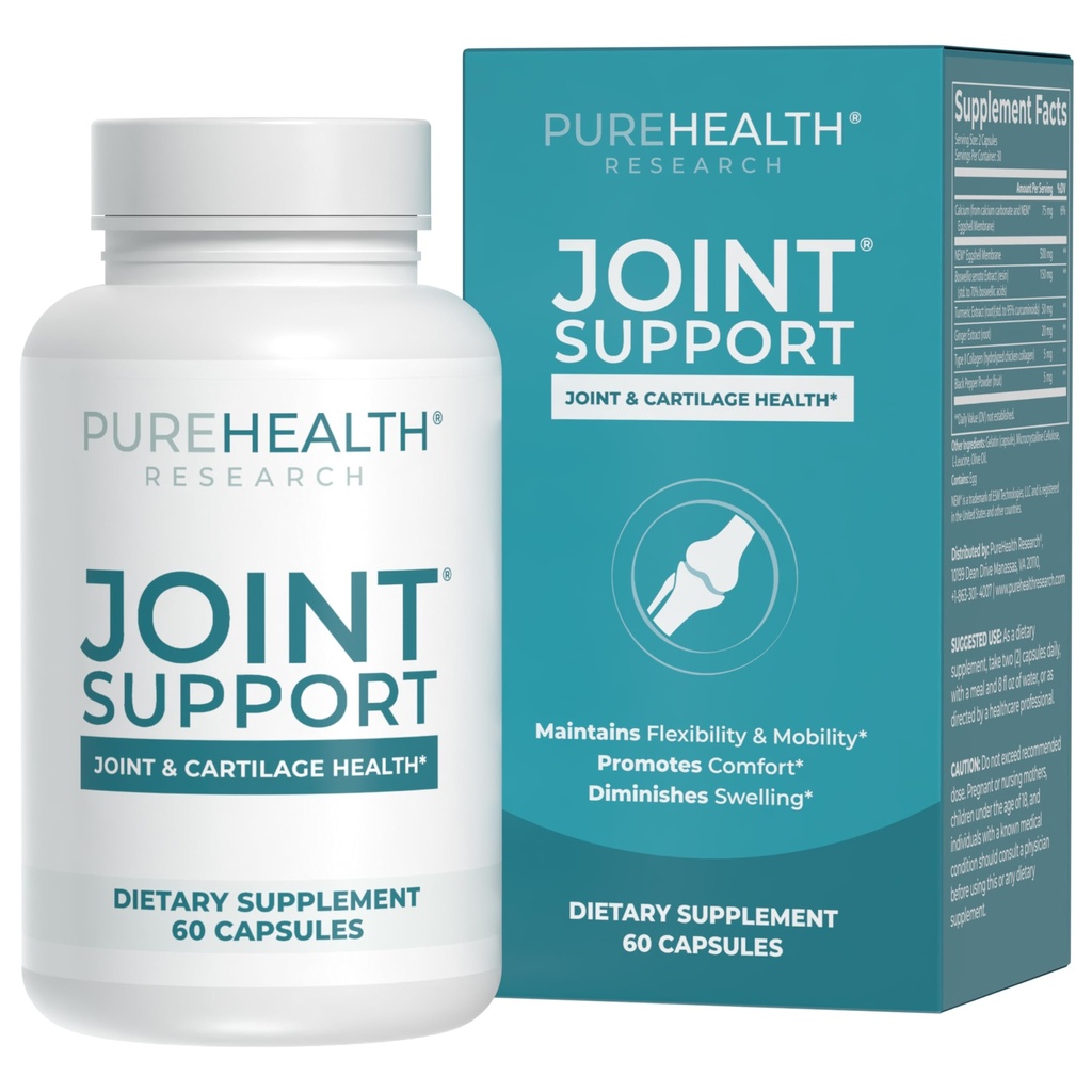 PUREHEALTH FORSEARCH Joint Support NEM Eggshell Membran mit Boswellia Extract, Calcium & Turmeric, 60 Kapseln