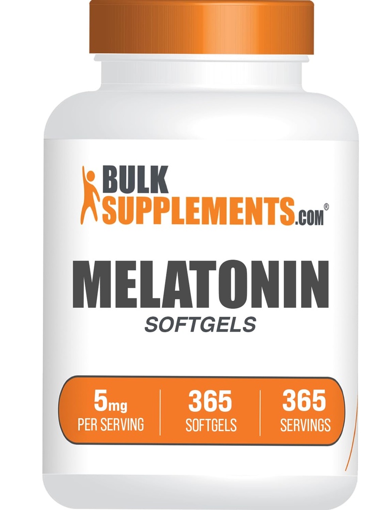 BulkSupplements.com Melatonin 5 mg Softgels - Melatonin für Erwachsene, Schlafzusatz - 5mg Melatonin pro Servierung, Glutenfrei, 1 Softgel pro Servierung, 365 Count (Pack von 1)