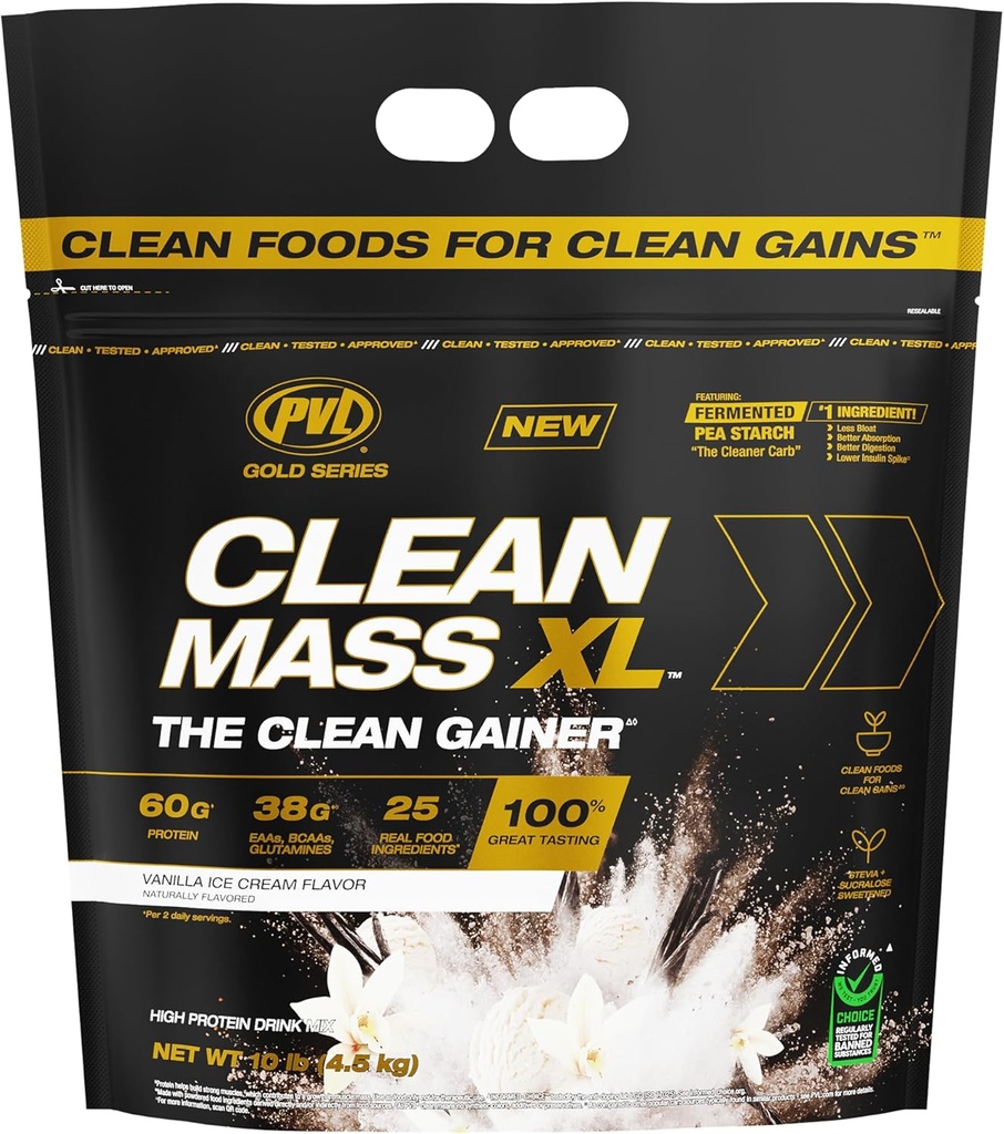 PVL Gold Serie - Clean Maß XL - Die Clean Muscle Maß Gainer - 10 LB - Vanilla Ice Cream