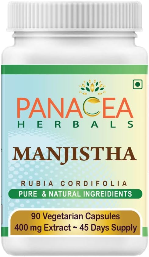 Panacea Herbals Manjistha Capsules (90 Veg Caps 400mg Extract) Rubia Cordifolia, Indian Madder für Glowing Skin Complexion. Glutenfreie Lactose Kostenlose GMO reine pflanzliche Nahrungsergänzung.