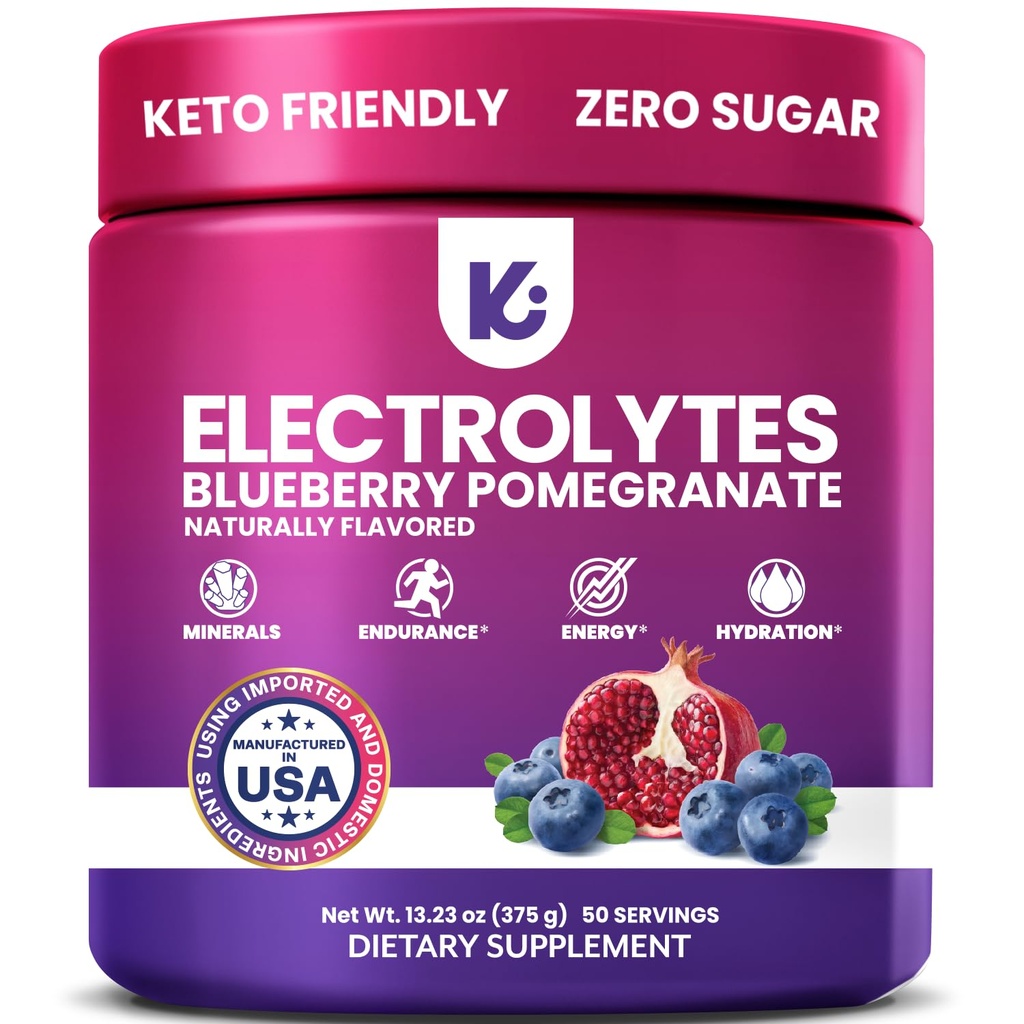 Keppi Elektrolyte Pulver – Blueberry Pomegranate Flavor 50 Servierungen – Keine Zucker Hydration Ergänzung mit Kalium, Magnesium, Natrium – Keto, Vegan, Fasting-Friendly, Zero Calorie Elektrolyt Getränk