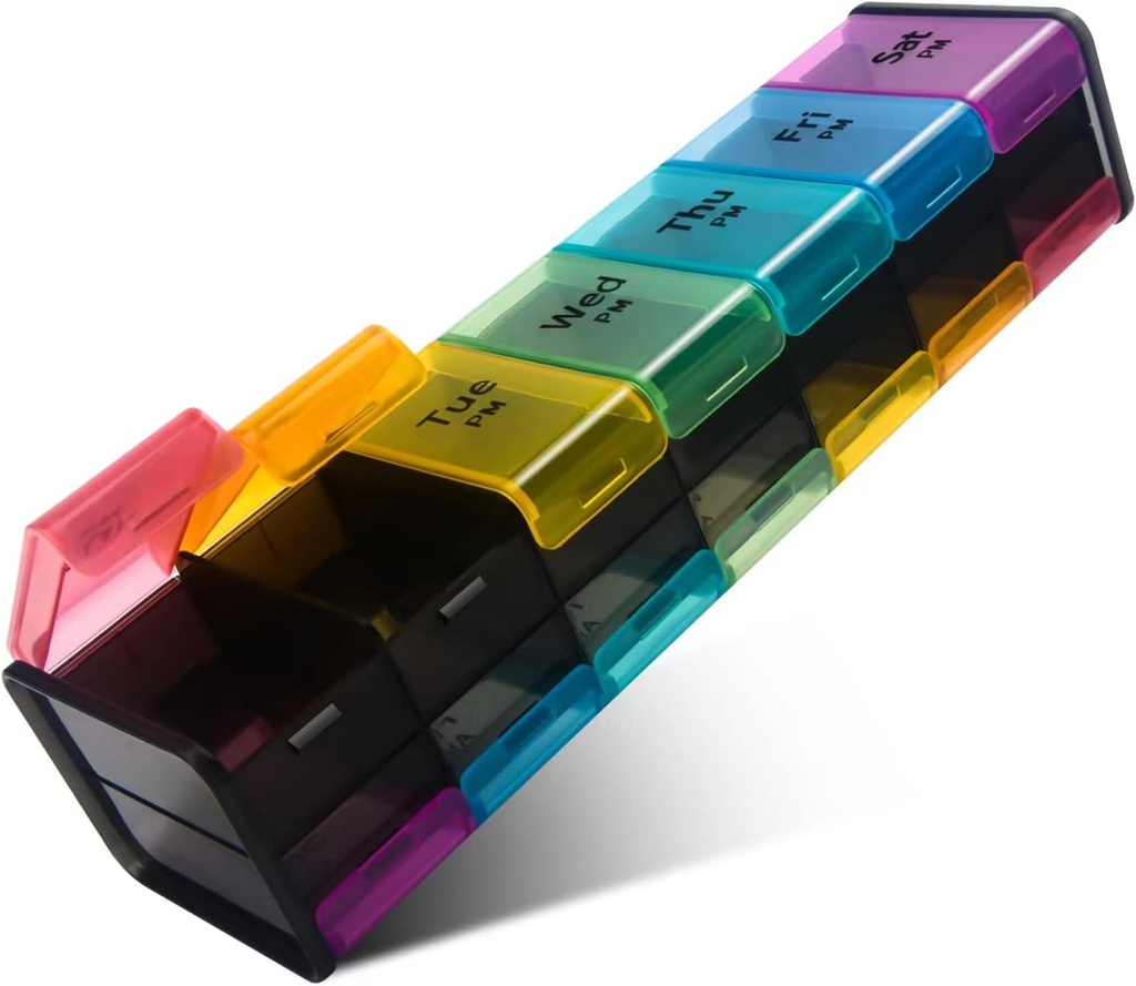 Extra Large Weekly Pill Organizer, 7 Tage AM/PM Pille Case mit XXL Kompartment für Fischöle, Travel-Friendly Medicine Organizer Pille Planner für Vitamine, Ergänzungen