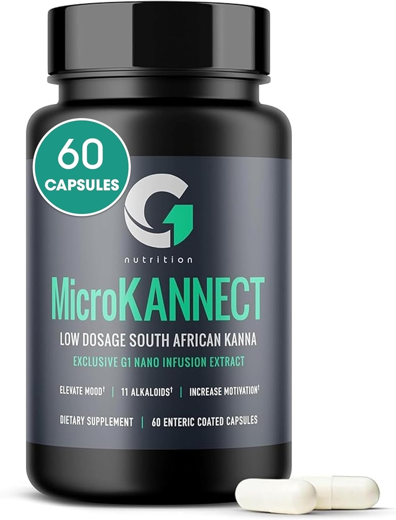 Mikro Kannect Kapseln mit 3% Kanna Alkaloid| Erhöht Stimmung, steigert Energie Levels, Enhances Mental Clarity | Sceletium Tortuosum Tägliche Ergänzungen für Männer und Frauen 60 Portionen