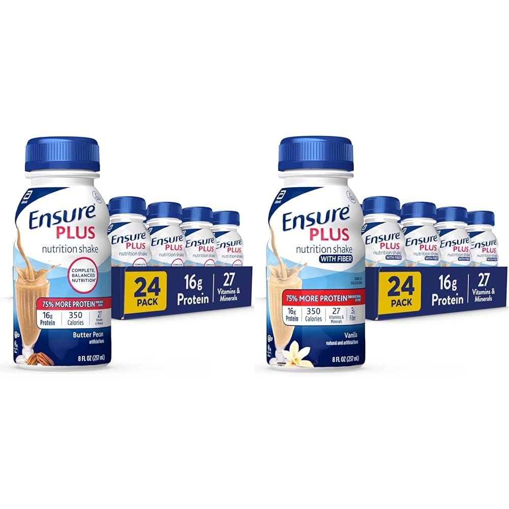 Vergewissern Sie sich Plus Nutrition Shake mit 16 Gramm Protein & Ensure Plus Liquid Nutrition Shake mit Fiber, 16 Gramm Protein, Vanilla, 8 Fl Oz Bottle (Pack mit 24)