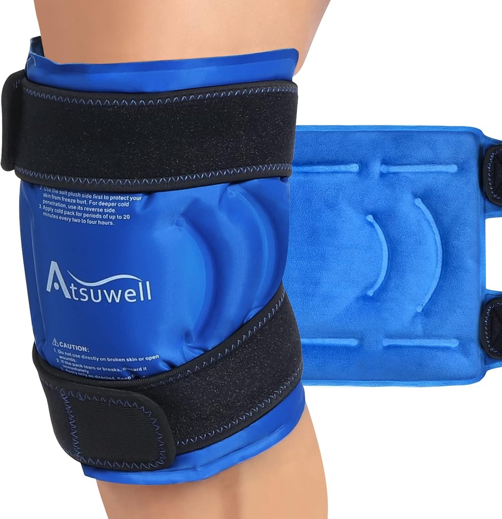 Atsuwell Ice Pack für Knie, wiederverwendbare Gel Ice Wraps für Knie, Flexible Kaltkompress Cold Pack für Knie, Elbow, Shin, 1 Pack