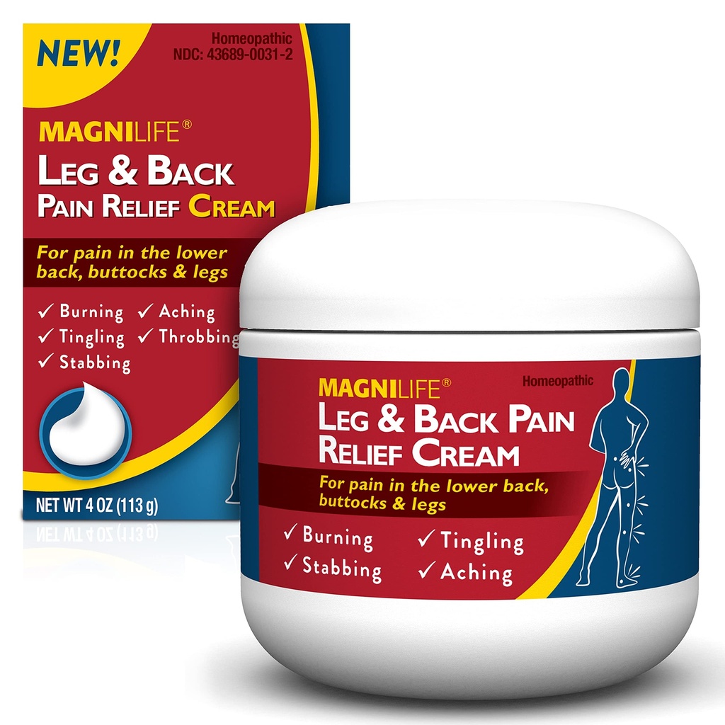 MagniLife Leg & Back Pain Relief Cream, Fast-Acting Schmerzen Relief, Natürlich beruhigen Burning, Tingling und Stabbing Schmerzen mit Aloe und Calendula - 4oz