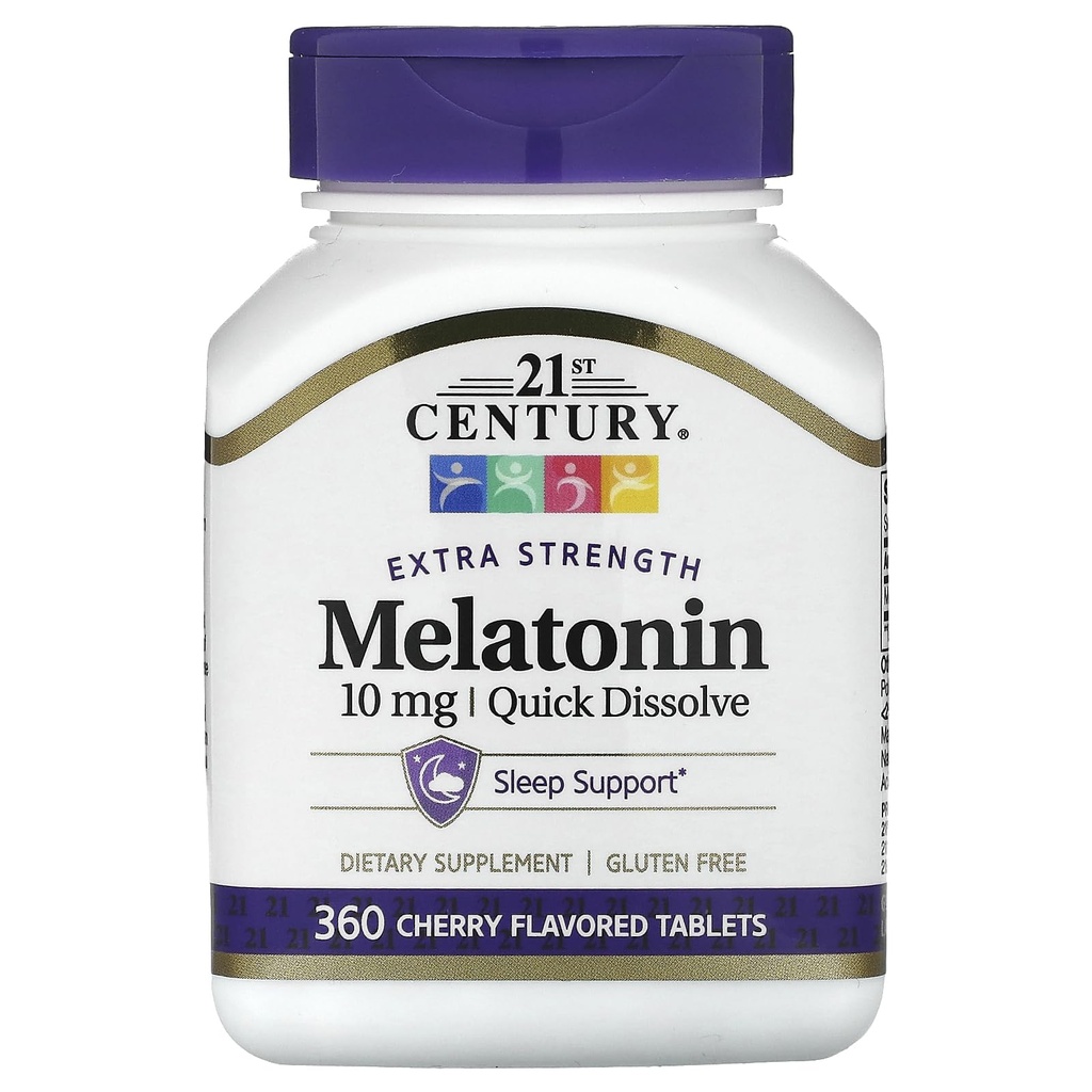 21st Century Extra Strength Melatonin, Quick Dissolve, Cherry, 10 mg, 360 Tabletten