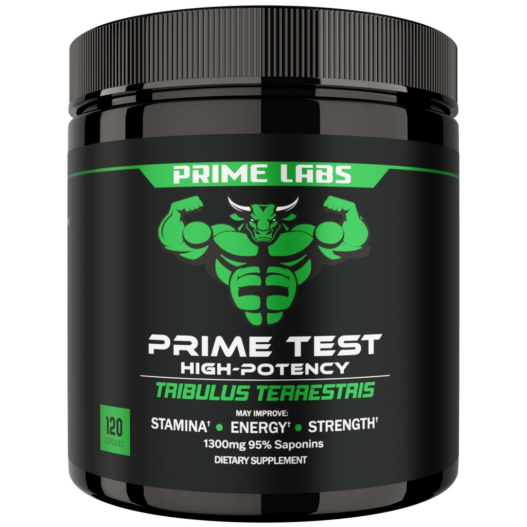 Prime Labs Tribulus Terrestris für Herren 1300mg - Verbessert mit 95% Saponins - Energie, Vitalität, Stärke - 120 Count