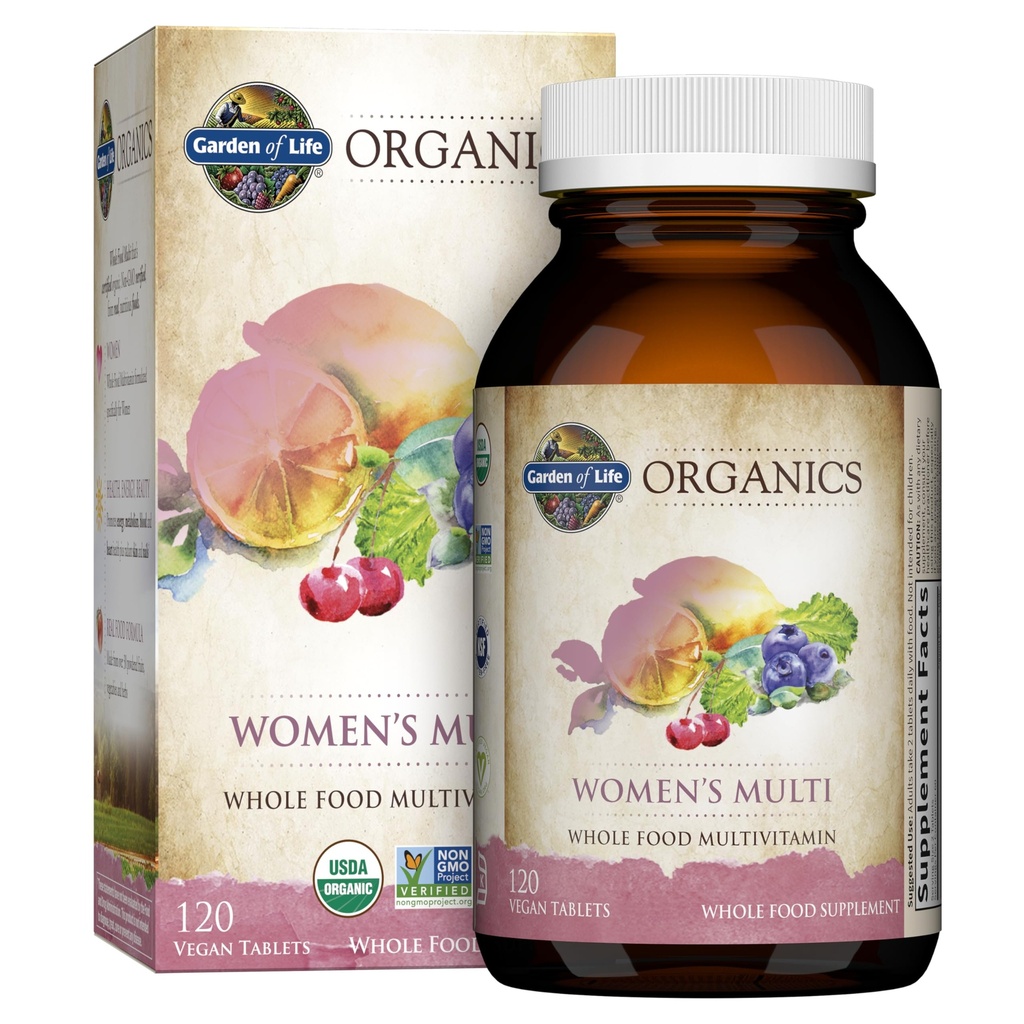 Garten des Lebens Bios Multivitamin für Frauen, Frauen Multi mit Vitamin C, D, Folate, B6, B12, Biotin, Eisen, Vegan ganze Lebensmittel Vitamine für Frauen, Energie, Haut, Nägel, 120 Tabletten