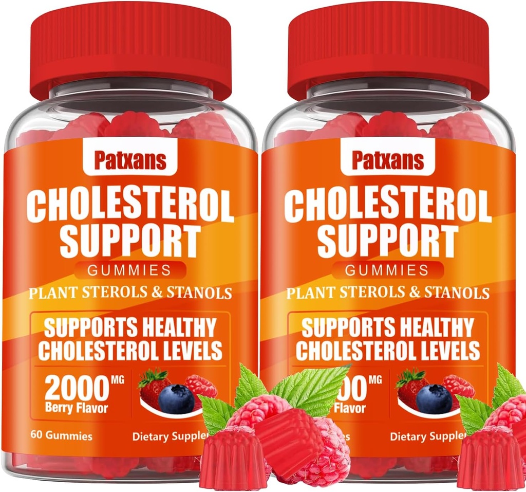 2 Packungen Cholesterol-Supportgummis, mit 2000 MG von Pflanzen Sterols & Sterols, Cholesterol Complex Gummies, Unterstützung Gesunde Cholesterol Levels, Energie-Support, gemischte Berry Flavor, 120 Cts