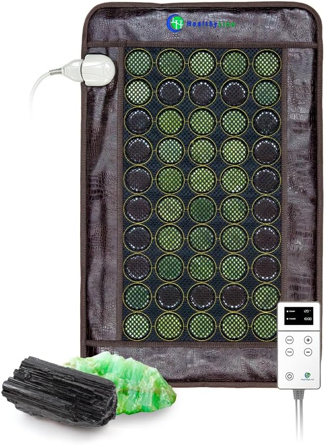 Gesunde Linie Fern Infrarot Heizkissen für Rücken, Hals, Schulter & Muskel Schmerzen Relief - gewichtete elektrische Mat mit Jade & Tourmaline Steine, Erdung - Medium Größe 32 x 20 in