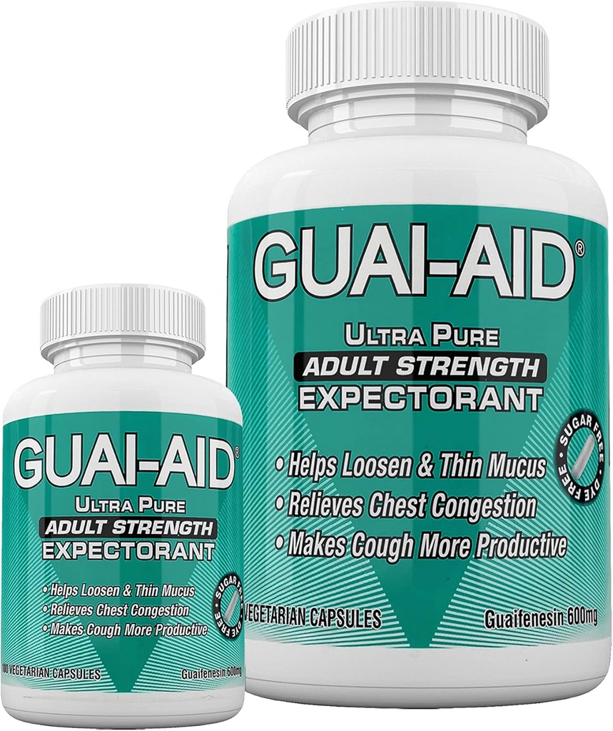 524 600mg Ultra-Pure Guaifenesin Veg. Kapseln (Includes 24 Size Travel Bottle)