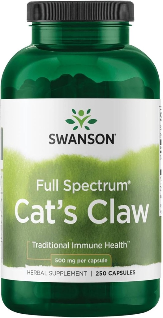 Swanson Full Specturm Cat's Claw - Antioxidante Unterstützung - Bewegung & Flexibilität Unterstützung 500 mg 250 Kapseln
