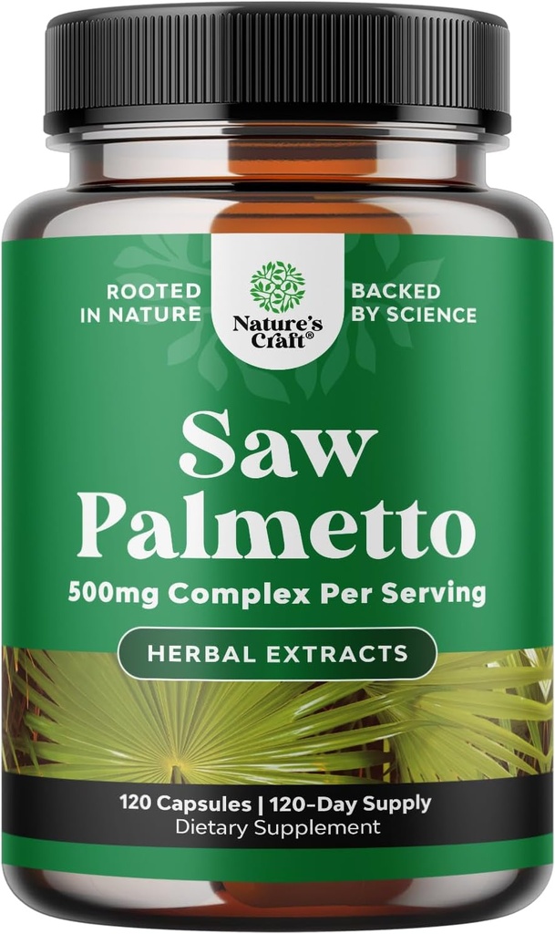 Natures Craft Extra Strength Saw Palmetto Extract - Advanced Saw Palmetto für Damen und Herren Haar Gesundheit und urinärliche Unterstützung mit Pflanzen Sterols & Flavonoids - Potent Kräuterergänzung 120 Kapseln