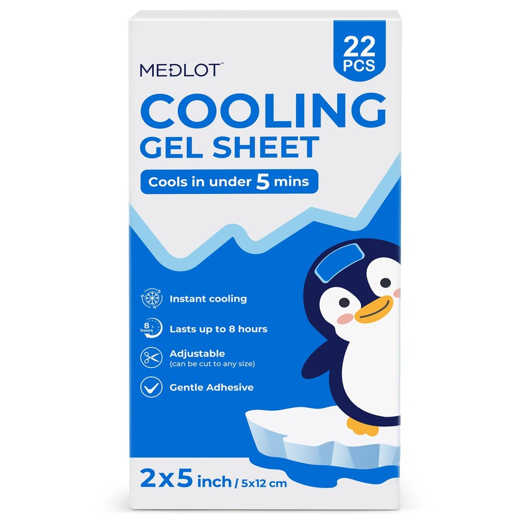 LotFancy Fever Patch für Kinder, 22 Blatt, Fever Reducer, Baby Cooling Pads, Gel Cool Patch für Fever, Headache Relief, 4.7 x2 Zoll