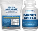 Bio-Natrium-Bicarbonat Alkali-Ergänzung Bundle: 1LB-Pulver für Alkalinität, Säureneutralisator & Nierenunterstützung + 120 Caps Nierenschild für Nierengesundheit, Sauber & Omega 3