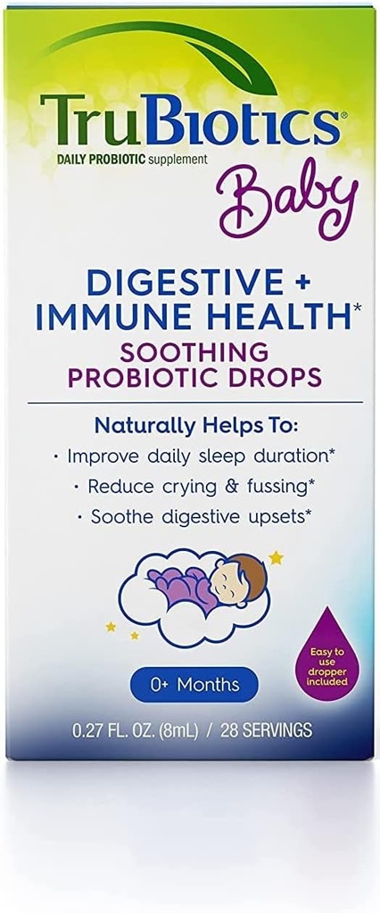 TruBiotics Baby Probiotic Drops, Daily Infant Probiotics Newborn+, hilft Occasional Tummy Discomfort, unterstützt Entwicklung Immunsystem, 0.27 Fl Oz (28 Servierungen)