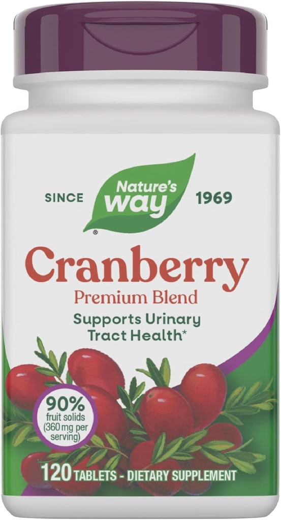 Nature's Way Cranberry Premium Blend, unterstützt Urinary Tract Health*, Mit Vitamin C, Für Männer und Frauen, keine Gluten, 120 Tabletten (Packaging Mai Vary)