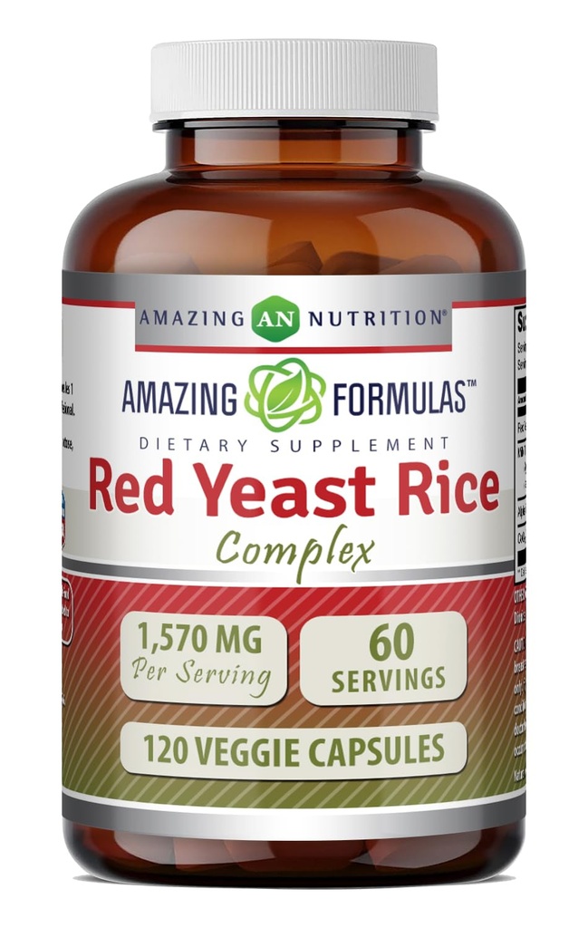 Erstaunliche Formeln Red Yeast Rice Complex | 1570 Mg Pro Servieren | 120 Veggie Kapseln | mit Alpha Lipoic Acid, CoQ10, Milk Thistle Extract | Made in USA