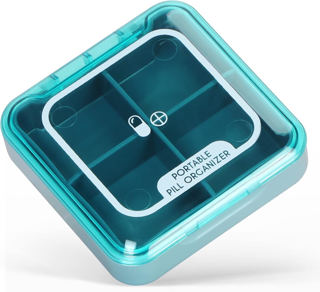 Naturetouch Pill Organizer, 4 Mal pro Tag Tragbare Pille Box, Tägliche Pille Fall für Frauen und Männer halten Vitamin, Medizin, Beilagen, Blau