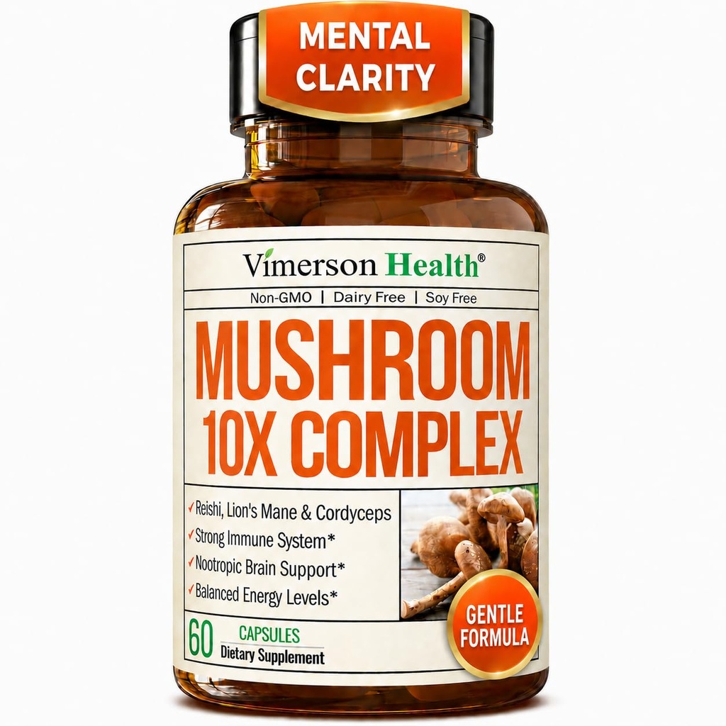 Potent Mushroom Complex mit Turkey Tail, Lions Mane Extract, Shiitake Mushrooms, Reishi, Cordyceps, Maitake, Chaga & More – 10-in-1 Pilzergänzung für psychische Klarheit, natürliche Energie & Fokus