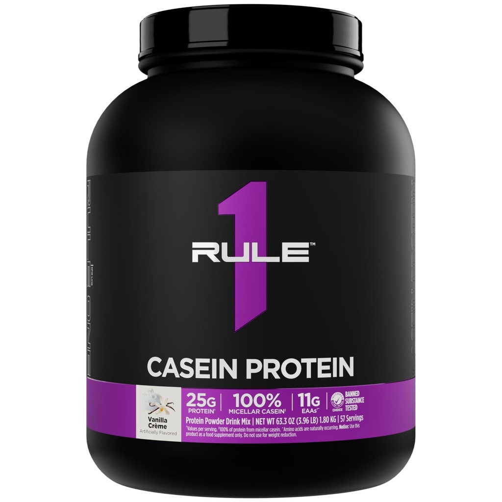 Regel 1 Casein Protein - 25g Protein und 11g EAAs Pro Serving from Slow-Release Micellar Casein for Overnight Recovery and Sustained Delivery Between Meals (4 Pounds*, Vanilla Crème)