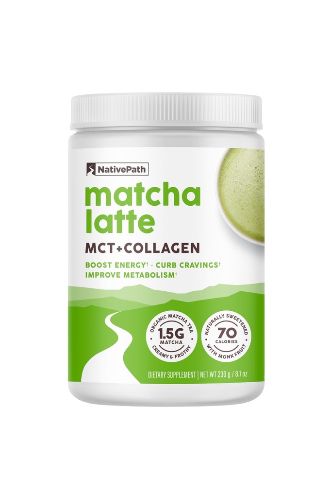 NativePath Collagen Peptide - hydrolysiert Typ 1 & 3 Kollagen. Keto & Paleo Grass-Fed Protein Pulver für Haare, Haut, Nägel, Knochen, Gelenke, Verdauung und mehr - Keine Gluten oder Dairy (Matcha Latte, 230g)