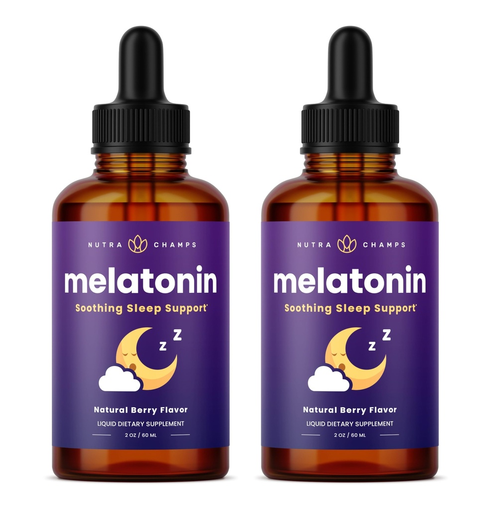 NutraChamps Liquid Melatonin Drops, 480 Servierungen, Sugar Free Kids Melatonin Liquid Sleep Aid Supplement, Vegan & Non-GMO, Natürliche Berry Flavor, Melatonin 1 mg Tropfen